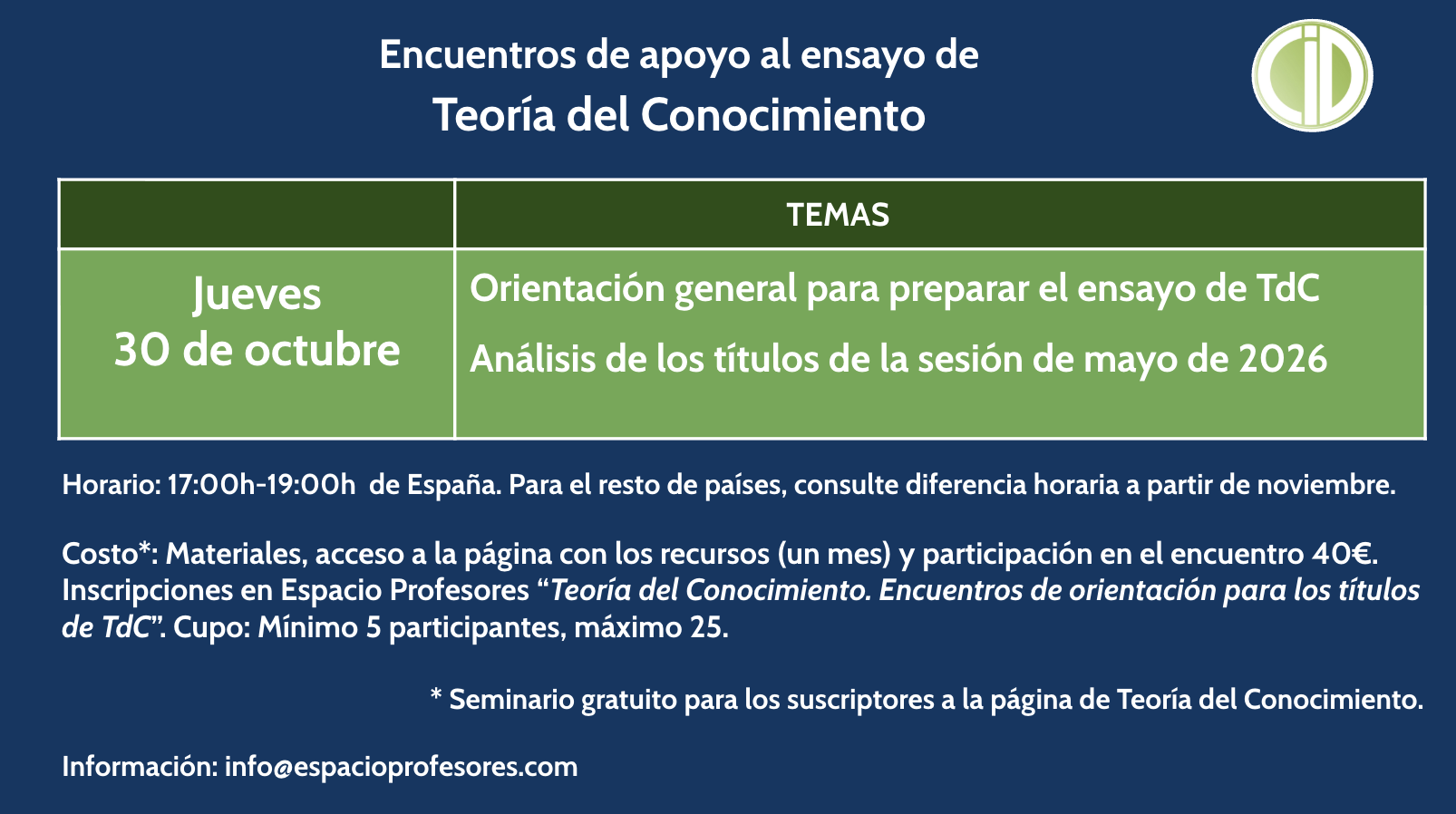 Títulos de mayo 2026 - 30 octubre 2025