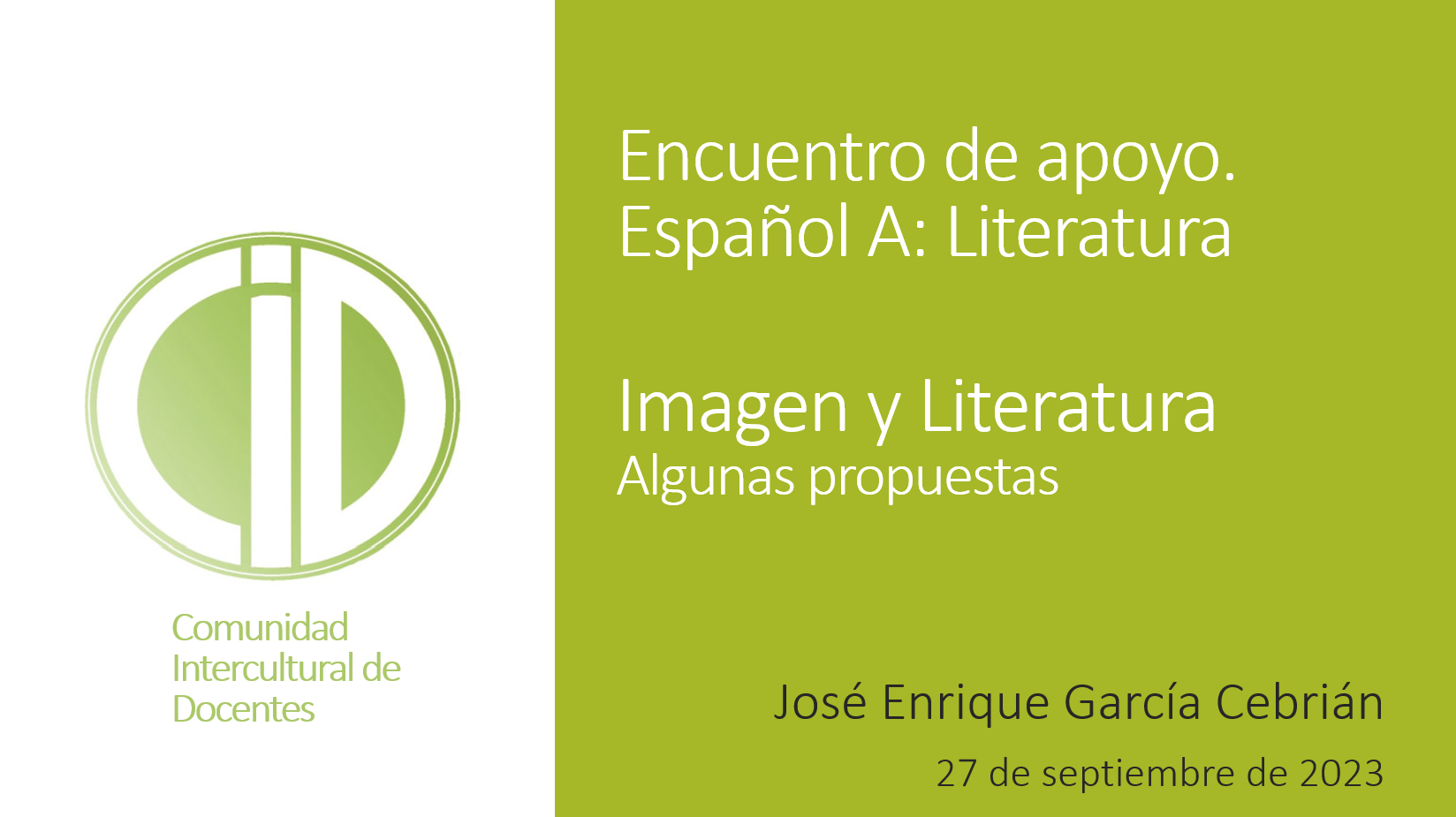Encuentro del 27 de septiembre de 2023. Literatura e Imagen: algunas propuestas didácticas.